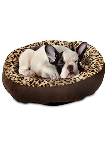 Aspen Pet Round Animal Print Pet Bed for Small Dogs and Cats 18-inch by 18-inch
