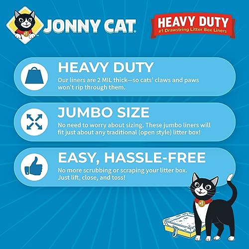 JONNY CAT Heavy Duty Litter Box Liners, Jumbo, 5 Liners-Box
