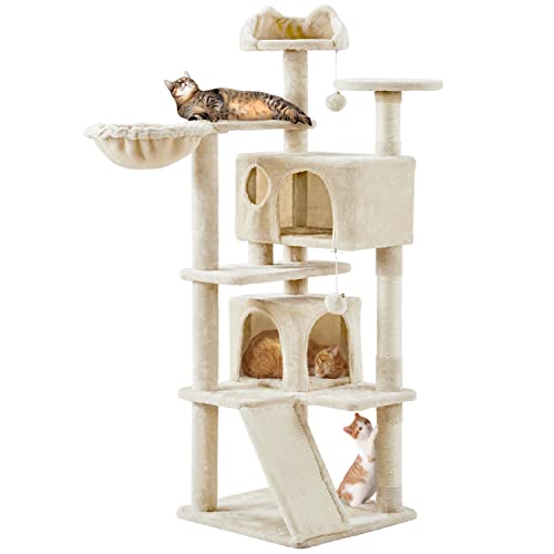 Topeakmart 54 inches Multi-Level Cat Tree Cat Condo with Scratching Posts Kittens Activity Tower Pet Play House Furniture