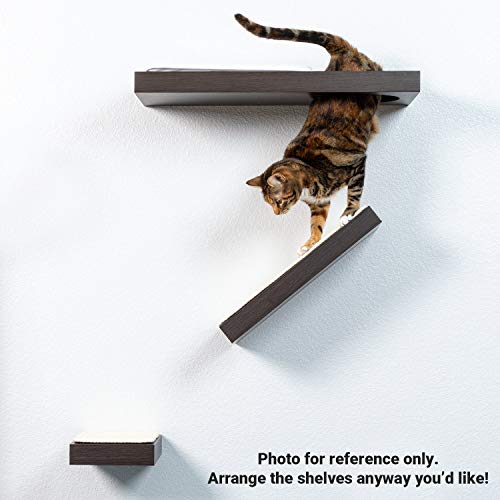 PetFusion Cat Activity Wall Shelves - Single Small Shelf. Sisal Surfaces for cat Scratching & Plush to Lounge, Neutral Design & Color Tones. Easy & Secure Wall Mount