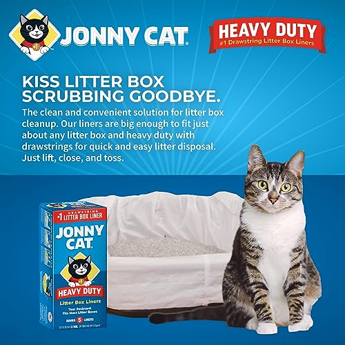 JONNY CAT Heavy Duty Litter Box Liners, Jumbo, 5 Liners-Box