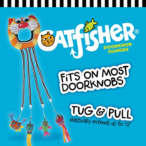 Fat Cat Catfisher Doorknob Hanger with 4 Catnip Lures