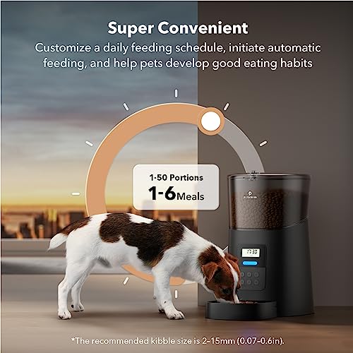 PETLIBRO Automatic Cat Feeder, 6L Auto Pet Cat Dry Food Dispenser with Clog-Free Design, Low Food LED Indication, 0-50 Portion Control for 1-6 Meals Daily, 10s Voice Recorder for Small & Medium Pets