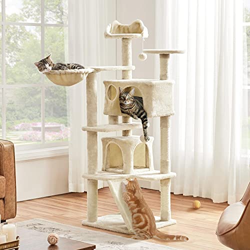 Topeakmart 54 inches Multi-Level Cat Tree Cat Condo with Scratching Posts Kittens Activity Tower Pet Play House Furniture