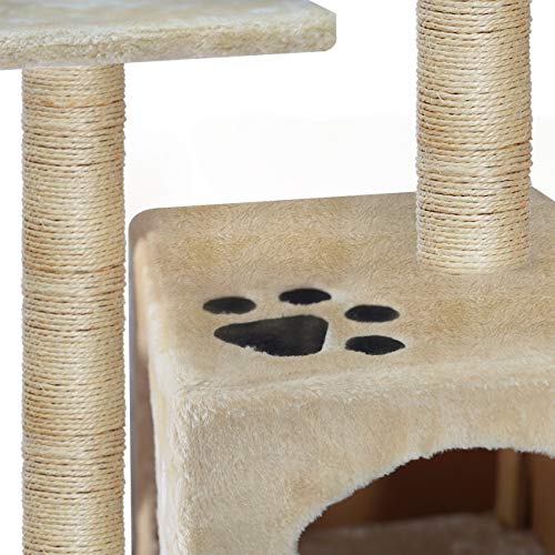 OTLIVE Cat Tree Condo, 27 inch Cat Tree with Cat Scratching Post and Pet House Cave (Beige)