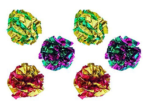 PETFAVORITES Original Mylar Crinkle Balls Cat Toys - 6 Pack