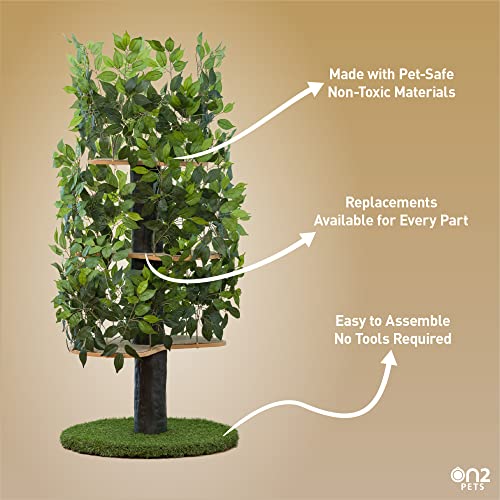 On2Pets CatHaven Cat Condo Furniture, Tree House Tower for Climbing, Playing, Scratching, and Relaxing - 60 in. high, Green, Large