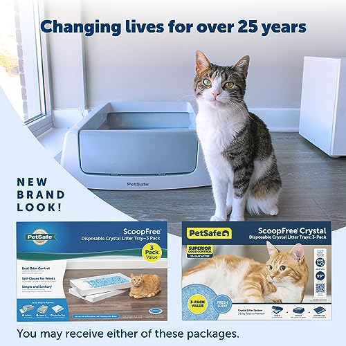 PetSafe ScoopFree Self-Cleaning Cat Litter Box Tray Refills with Premium Blue Non-Clumping Crystals - 3 Pack