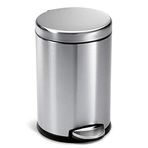 simplehuman, Brushed Stainless Steel 4.5 Liter / 1.2 Gallon Round Bathroom Step Trash Can