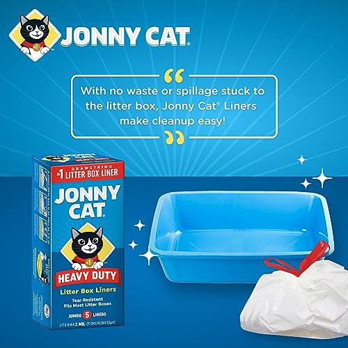 JONNY CAT Heavy Duty Litter Box Liners, Jumbo, 5 Liners-Box