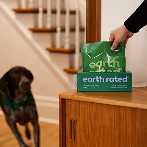 Earth Rated Dog Poop Bags, 300 Dog Waste Bags on a Large Single Roll, Grab and Go, Guaranteed Leak-proof, Lavender-scented, Great for Backyard Pickups, Each Poop Bag Measures 8 x 13 Inches