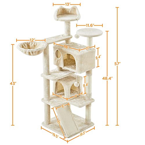Topeakmart 54 inches Multi-Level Cat Tree Cat Condo with Scratching Posts Kittens Activity Tower Pet Play House Furniture
