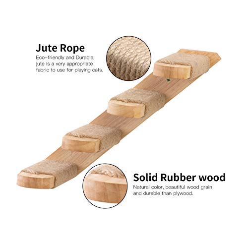 FUKUMARU Cat Climbing Shelf Wall Mounted, Four Step Cat Stairway with Jute Scratching for Cats Perch Platform Supplies