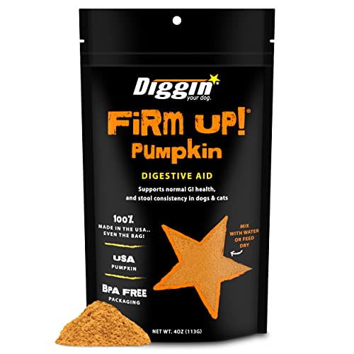 Diggin' Your Dog Firm Up Pumpkin Super Supplement for Digestive Tract Health for Dogs, 4-Ounce