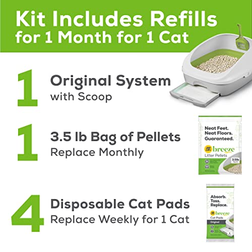 Purina Tidy Cats Litter Box System, BREEZE System Starter Kit Litter Box, Litter Pellets & Pads