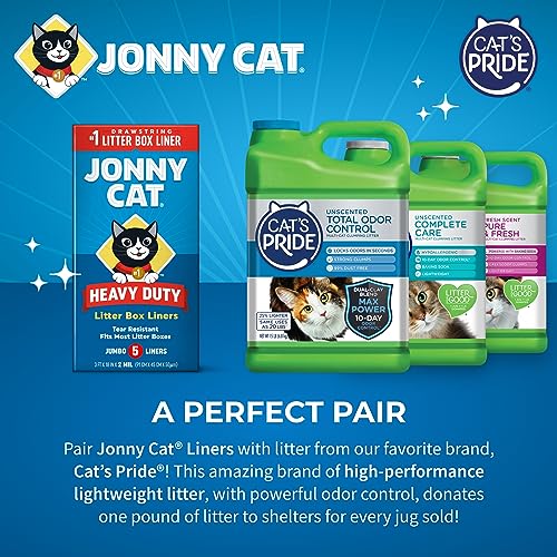JONNY CAT Heavy Duty Litter Box Liners, Jumbo, 5 Liners-Box