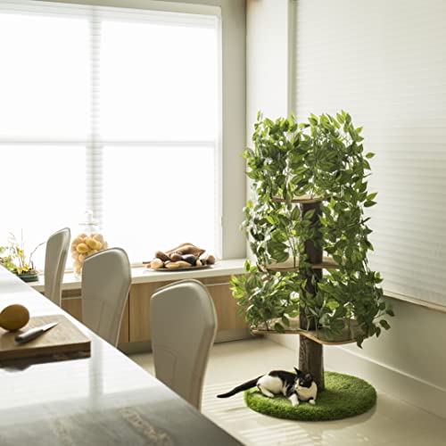 On2Pets CatHaven Cat Condo Furniture, Tree House Tower for Climbing, Playing, Scratching, and Relaxing - 60 in. high, Green, Large