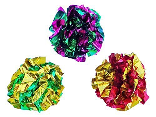 PETFAVORITES Original Mylar Crinkle Balls Cat Toys - 6 Pack