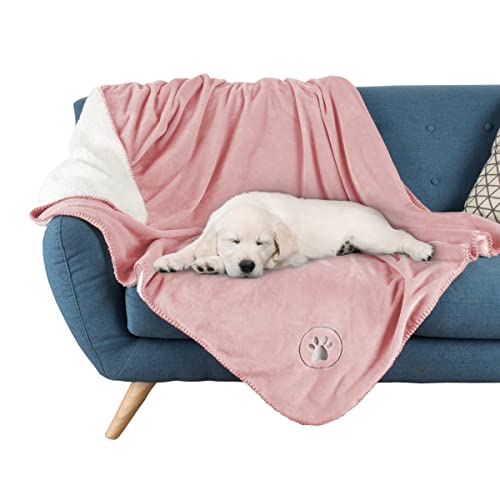 Waterproof Pet Blanket-50x 60 Soft Plush Throw Protects Couch, Chairs, Car, Bed from Spills, Stains, or Pet Fur-Machine Washable by Petmaker (Pink)