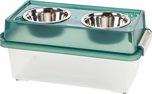 IRIS Medium Elevated Feeder with Airtight Storage, Green