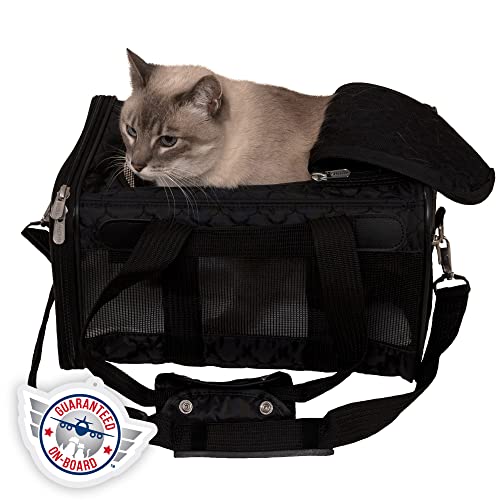 Sherpa Travel Original Deluxe Airline Approved Pet Carrier,Small, Black Lattice Stitching