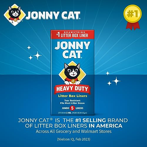 JONNY CAT Heavy Duty Litter Box Liners, Jumbo, 5 Liners-Box