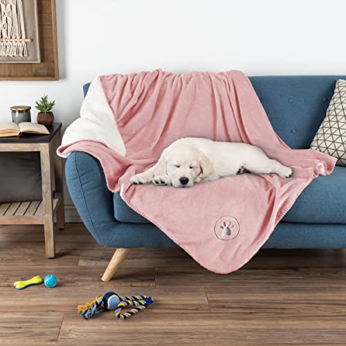 Waterproof Pet Blanket-50x 60 Soft Plush Throw Protects Couch, Chairs, Car, Bed from Spills, Stains, or Pet Fur-Machine Washable by Petmaker (Pink)