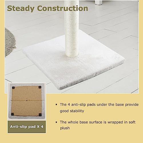 Dimaka 34" Tall Ultimate Cat Scratching Post, Claw Scratcher with Sisal Rope and Covered with Soft Smooth Plush, Vertical Scratch [Full Stretch], Modern Stable Design 34 in Height (Beige V2)