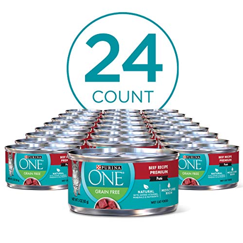Purina ONE Natural, High Protein, Grain Free Pate Wet Cat Food, Beef Recipe - (24) 3 oz. Pull-Top Cans