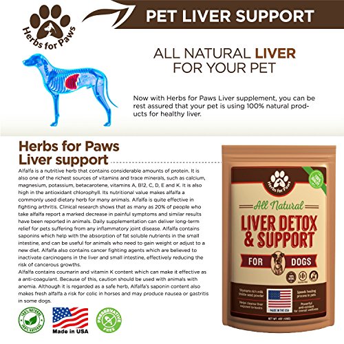 Dog Liver Detox Support, Milk Thistle for Dogs (120 GMS), Canine and cat Liver Support Powder Supplement Without Capsules, Pills - 4oz Bag