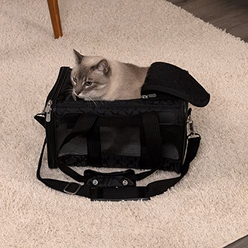 Sherpa Travel Original Deluxe Airline Approved Pet Carrier,Small, Black Lattice Stitching
