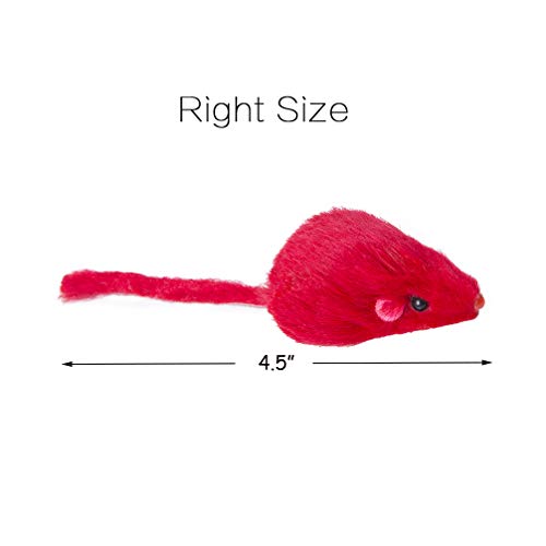 Yangbaga Real Fur Mice Rattle 14 Pack, Cat Toys Rainbow Mice Rabbit Feather for Cats and Kittens (14 pcs Rainbow mices)