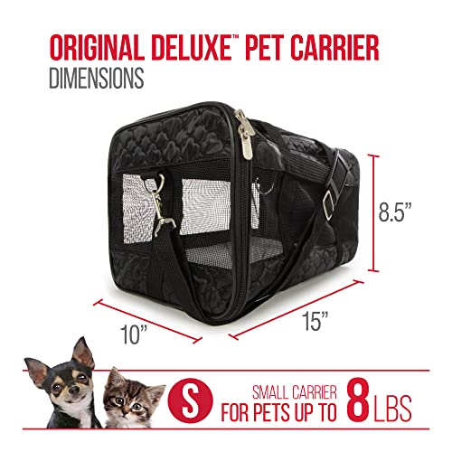 Sherpa Travel Original Deluxe Airline Approved Pet Carrier,Small, Black Lattice Stitching