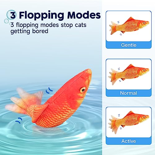 Potaroma Cat Kicker Fish Toy 10.5", Electric Moving Interactive Cat Toy, Wiggle Fish Catnip Toy, Robotic Motion Sensor Kitten Toy, Plush Cat Teaser, Fun Kitty Toy, Stimulates Cat Hunting Instinct