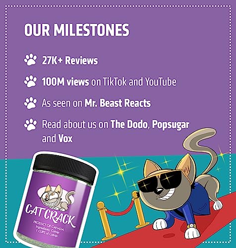 Cat Crack Catnip, Premium Blend Safe for Cats, Infused with Maximum Potency Your Kitty is Sure to Go Crazy for (1 Cup)