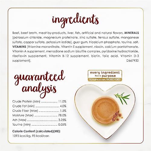 Purina Fancy Feast Grain Free Pate Wet Cat Food, Tender Beef Feast - 3 oz(Pack of 24)