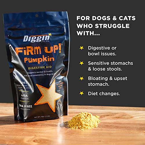 Diggin' Your Dog Firm Up Pumpkin Super Supplement for Digestive Tract Health for Dogs, 4-Ounce