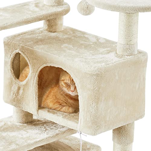 Topeakmart 54 inches Multi-Level Cat Tree Cat Condo with Scratching Posts Kittens Activity Tower Pet Play House Furniture