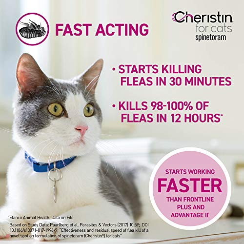 Cheristin for Cats Topical Flea Treatment and Prevention - Long Lasting, Fast Acting and Easy Application Cat Flea Treatment, 6 Monthly Doses