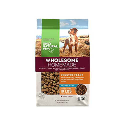 Only Natural Pet Wholesome Homemade Stew Dehydrated Dog Food - Human Grade Formula That Contains Real Wholesome Nutrition, Low Glycemic, Non-GMO - Poultry Recipe 6 lb Box (Makes 18 lbs of Food)