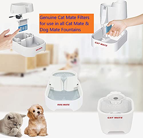 Pet Mate Genuine Replacement Filter Cartridges for Use with Cat and Dog Mate Pet Fountains, Pack of 6