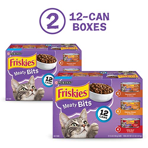 Purina Friskies Gravy Wet Cat Food Variety Pack, Meaty Bits - (2 Packs of 12) 5.5 oz. Cans