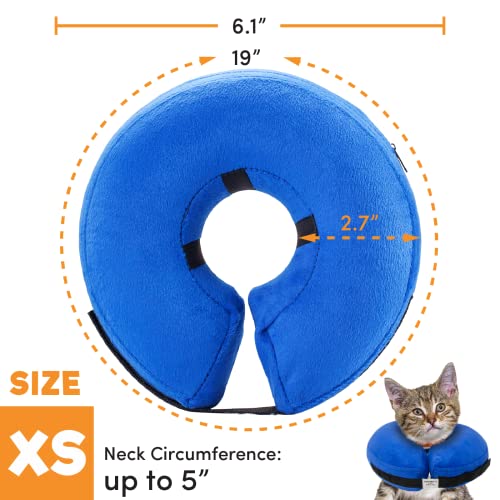 BENCMATE Protective Inflatable Collar for Dogs and Cats - Soft Pet Recovery Collar Does Not Block Vision E-Collar (X-Small, Blue)