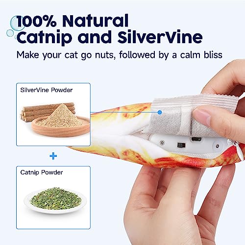 Potaroma Cat Kicker Fish Toy 10.5", Electric Moving Interactive Cat Toy, Wiggle Fish Catnip Toy, Robotic Motion Sensor Kitten Toy, Plush Cat Teaser, Fun Kitty Toy, Stimulates Cat Hunting Instinct