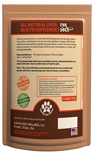 Dog Liver Detox Support, Milk Thistle for Dogs (120 GMS), Canine and cat Liver Support Powder Supplement Without Capsules, Pills - 4oz Bag