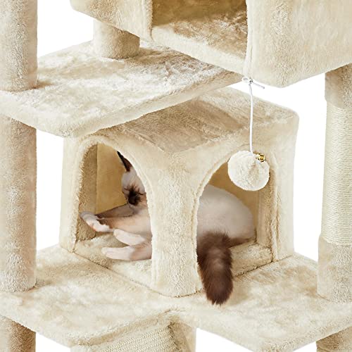 Topeakmart 54 inches Multi-Level Cat Tree Cat Condo with Scratching Posts Kittens Activity Tower Pet Play House Furniture