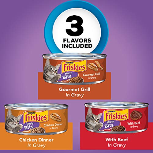 Purina Friskies Gravy Wet Cat Food Variety Pack, Meaty Bits - (2 Packs of 12) 5.5 oz. Cans