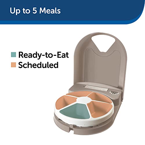 PetSafe 5 Meal Automatic Dog and Cat Feeder, Dispenses Dog Food or Cat Food, Digital Clock