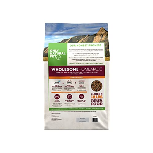 Only Natural Pet Wholesome Homemade Stew Dehydrated Dog Food - Human Grade Formula That Contains Real Wholesome Nutrition, Low Glycemic, Non-GMO - Poultry Recipe 6 lb Box (Makes 18 lbs of Food)
