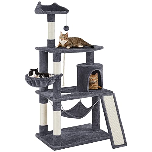 YAHEETECH 61.5in Multi-Level Cat Tree Tower Condo with Scratching Posts, Removable Platform & Hammock, Cat Activity Center Play Furniture for Kittens, Cats, and Pets
